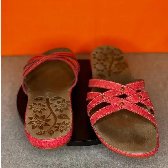 Keen City of Palms Slide Sandals Ribbon Flower Vines Red Size 8.5 With Box