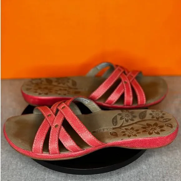 Keen City of Palms Slide Sandals Ribbon Flower Vines Red Size 8.5 With Box