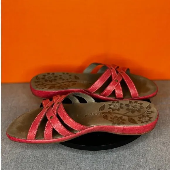 Keen City of Palms Slide Sandals Ribbon Flower Vines Red Size 8.5 With Box