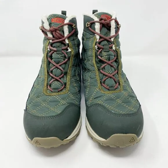 Keen Green Quilted KeenDry Waterproof Lace Up Boots Women's Sz 11 EUC Insulated