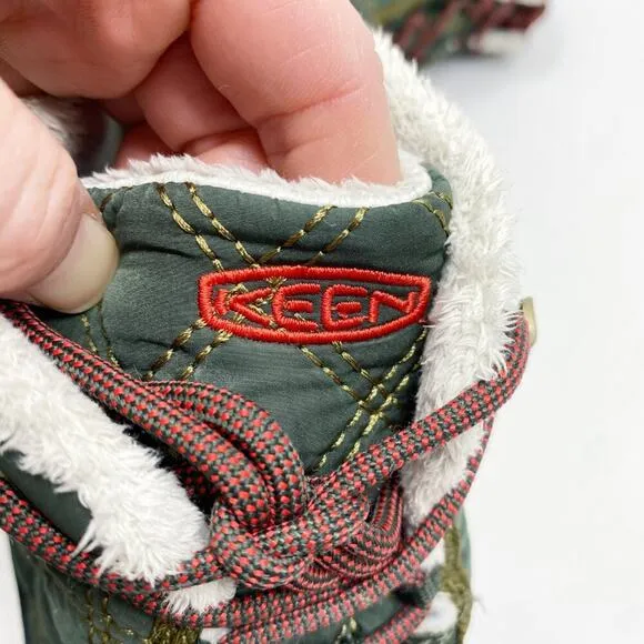 Keen Green Quilted KeenDry Waterproof Lace Up Boots Women's Sz 11 EUC Insulated