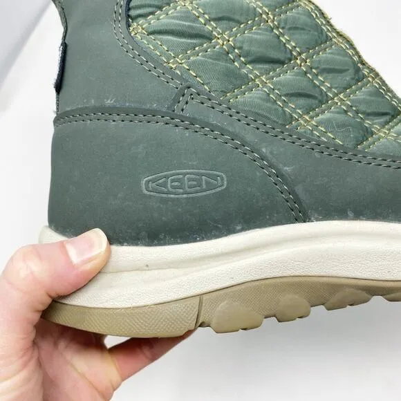 Keen Green Quilted KeenDry Waterproof Lace Up Boots Women's Sz 11 EUC Insulated