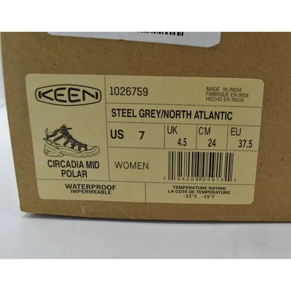 Keen Womens Size 7 Circadia Polar Mid Insulated Waterproof Hiking Boots