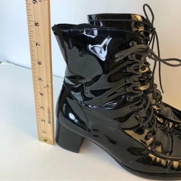 KELIAN Studios black patent leather lace up combat boots 8