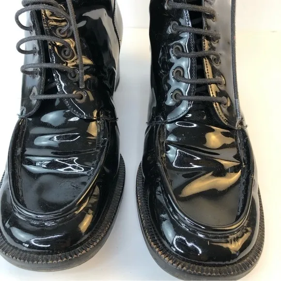 KELIAN Studios black patent leather lace up combat boots 8