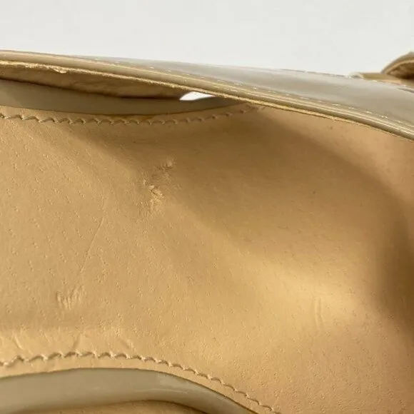 KELSI DAGGER Nude Patent Leather Wedge Sandals 11