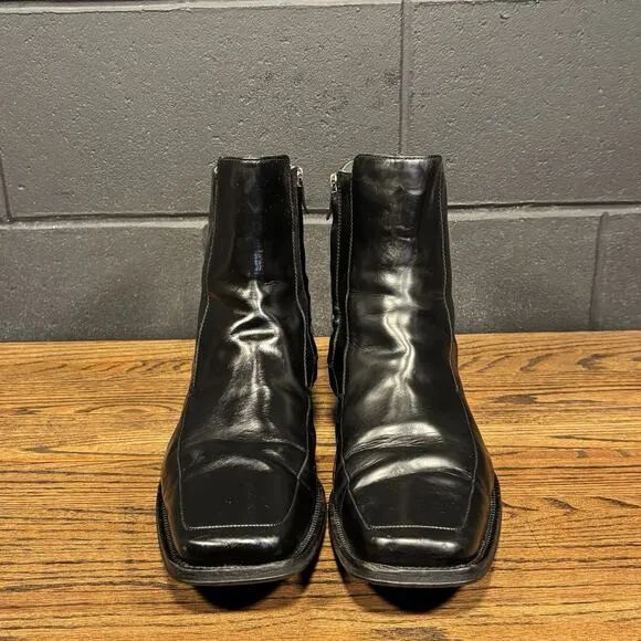 Kenneth Cole Photo Booth Black Leather Square Toe Dress Boots Men’s 16