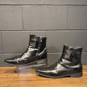 Kenneth Cole Photo Booth Black Leather Square Toe Dress Boots Men’s 16