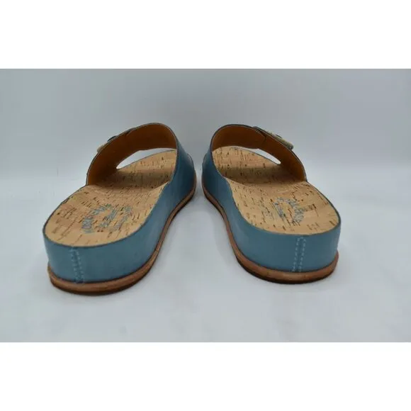Kork Ease Women Size 7 Tutsi Buckle Turquoise Full Grain Leather Slide Sandals