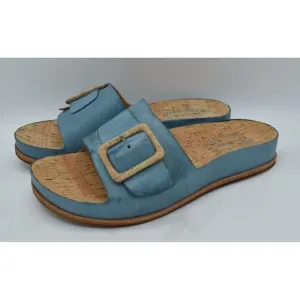 Kork Ease Women Size 7 Tutsi Buckle Turquoise Full Grain Leather Slide Sandals
