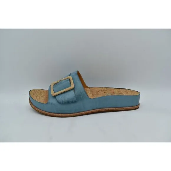 Kork Ease Women Size 7 Tutsi Buckle Turquoise Full Grain Leather Slide Sandals