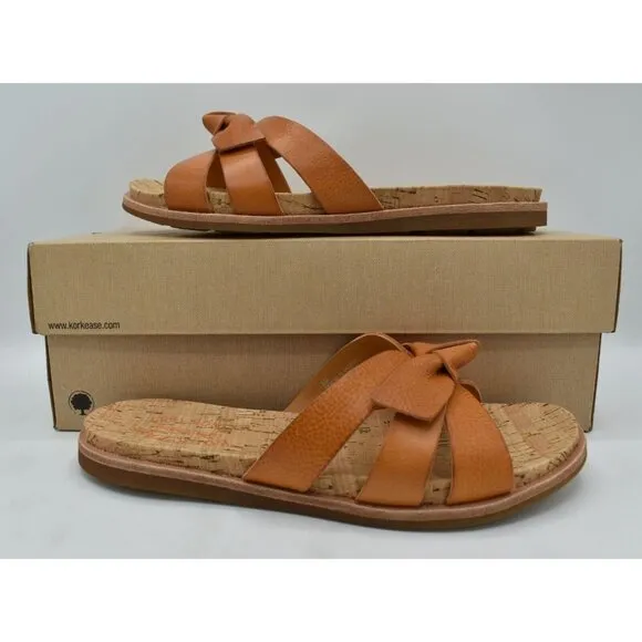 Kork Ease Womens Size 8 Brigit Light Orange Full Grain Leather Slip On Sandals