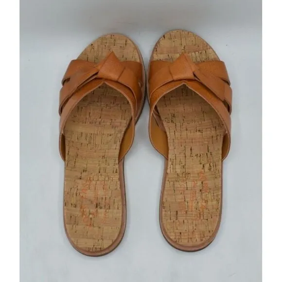 Kork Ease Womens Size 8 Brigit Light Orange Full Grain Leather Slip On Sandals