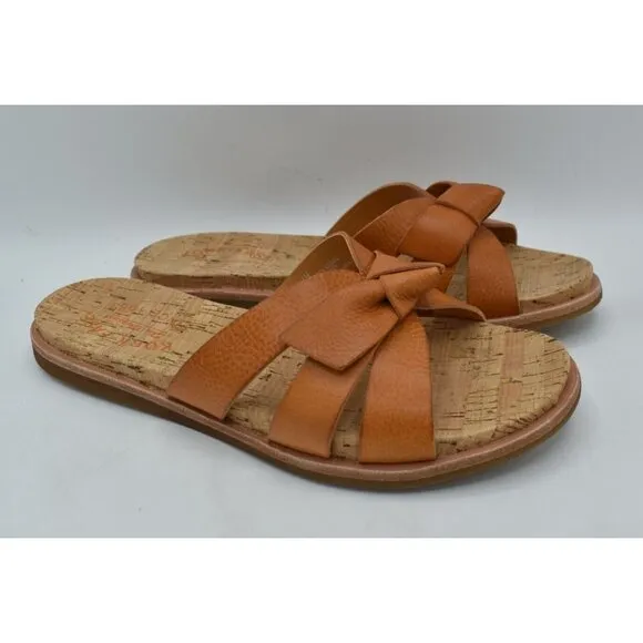 Kork Ease Womens Size 8 Brigit Light Orange Full Grain Leather Slip On Sandals
