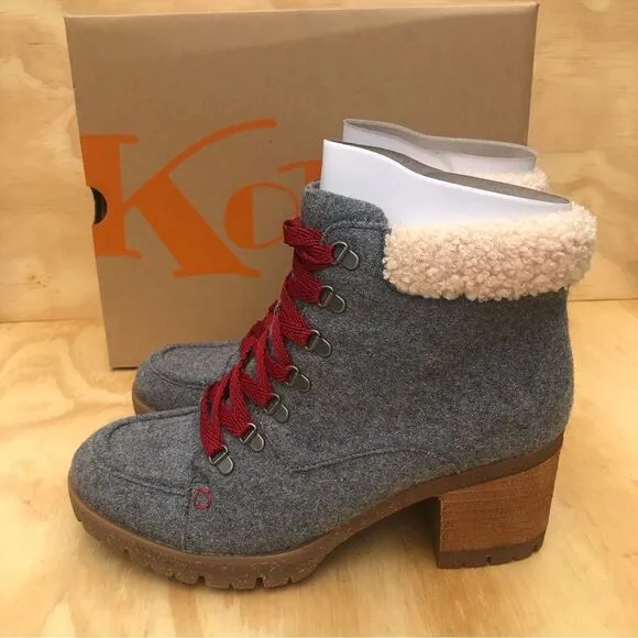 Korks by Kork Ease Evie Boots Grey Wool Fabric Women’s Size 7.5 New in Box