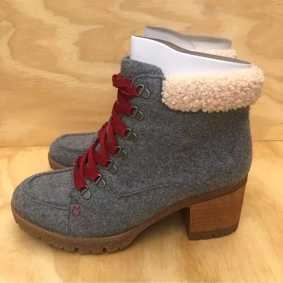 Korks by Kork Ease Evie Boots Grey Wool Fabric Women’s Size 7.5 New in Box