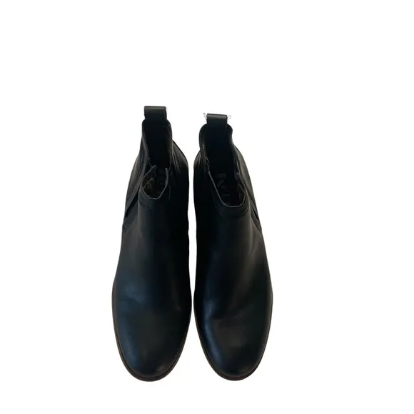 Korks Stacked Heel Leather Tea Black Ankle Bootie Shoes Womens Size 6M