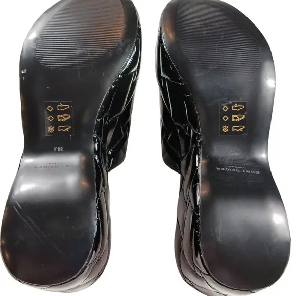 Kurt Geiger London Kensington Quilted Patent Leather Eagle Head Platform Sandals