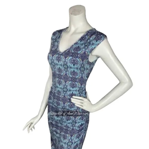 Kut from the Kloth blue ruched floral bodycon dress *shop@iamwarrior