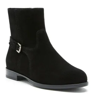 La CANADIENNE Sicilia Buckle Ankle Boots Suede Leather Waterproof Flat, Black