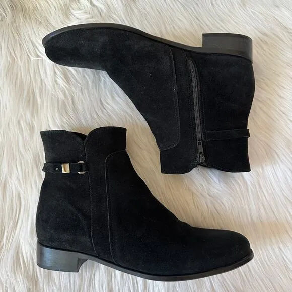 La CANADIENNE Sicilia Buckle Ankle Boots Suede Leather Waterproof Flat, Black