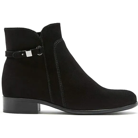 La CANADIENNE Sicilia Buckle Ankle Boots Suede Leather Waterproof Flat, Black