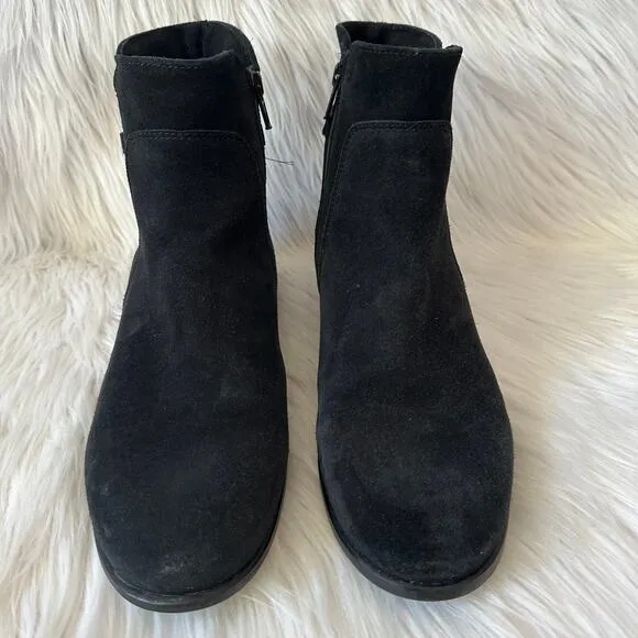La CANADIENNE Sicilia Buckle Ankle Boots Suede Leather Waterproof Flat, Black