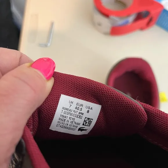 Lacoste Men's Brown and Red Sneakers in EUC