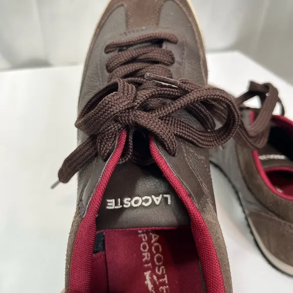 Lacoste Men's Brown and Red Sneakers in EUC