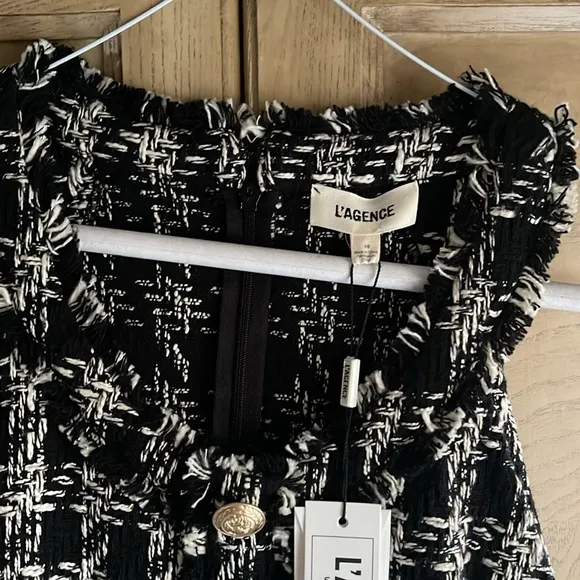 L'AGENCE 🔥 Jade PLAID frayed cotton-tweed mini dress