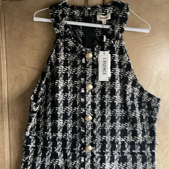 L'AGENCE 🔥 Jade PLAID frayed cotton-tweed mini dress