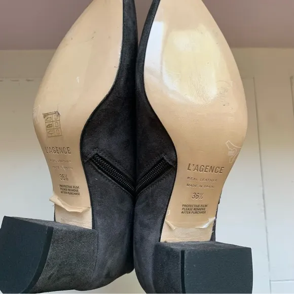 L'Agence Women Jeannie II Pointed Toe Grey Suede boots size US 6 /36.5
