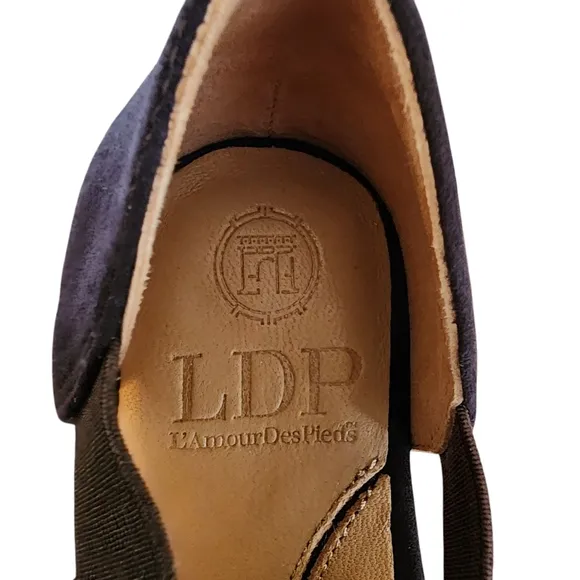 L'Amour Des Pieds Shoes Womens 6.5 M Chocolate Suede Leather Elastic Strap Heels