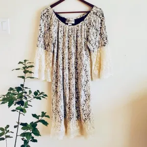 L&amp;B Lucky &amp; Blessed Cream Lace Dress Small