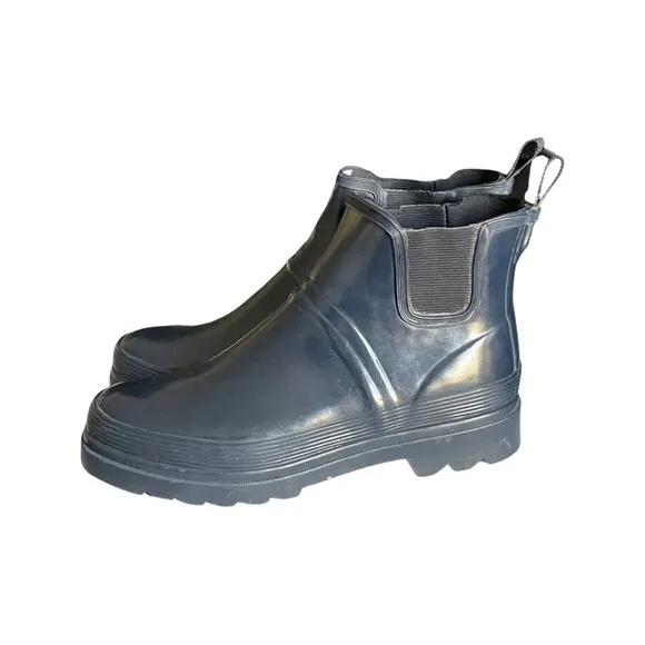 Lands’ End Waterproof Rubber Rain Boots Navy Women’s Size 9.