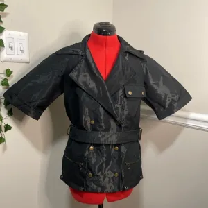 Lanvin Black Trench Coat with Belted Waist and Glossy Finish