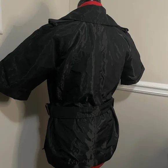 Lanvin Black Trench Coat with Belted Waist and Glossy Finish
