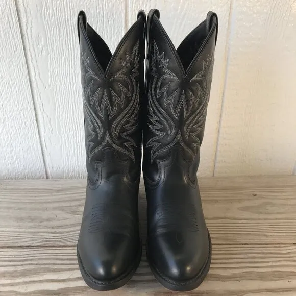 Laredo London Dress Mens Black Leather Vamp and Counter Western Boots 11 D 4210