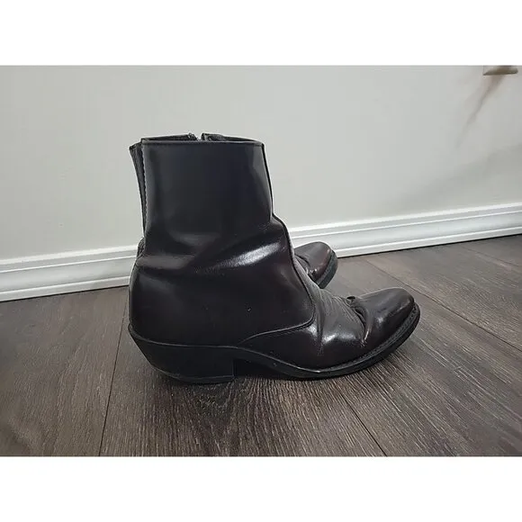 Laredo Long Haul Leather Black Cherry Zip Short Western Boot 62008 Men Sz 9.5 D