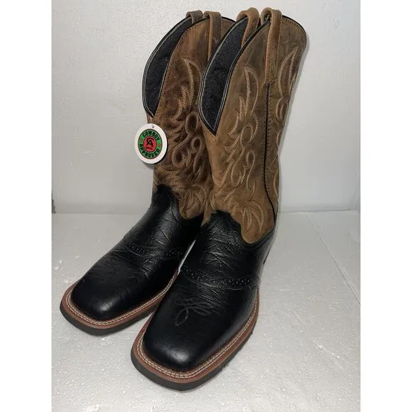 Laredo Topeka Square Toe Cowboy Mens Black, Brown Dress Boots 7824 - Size 14