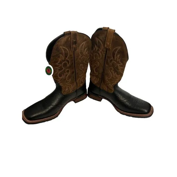 Laredo Topeka Square Toe Cowboy Mens Black, Brown Dress Boots 7824 - Size 14