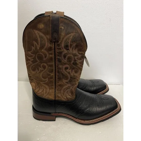 Laredo Topeka Square Toe Cowboy Mens Black, Brown Dress Boots 7824 - Size 14