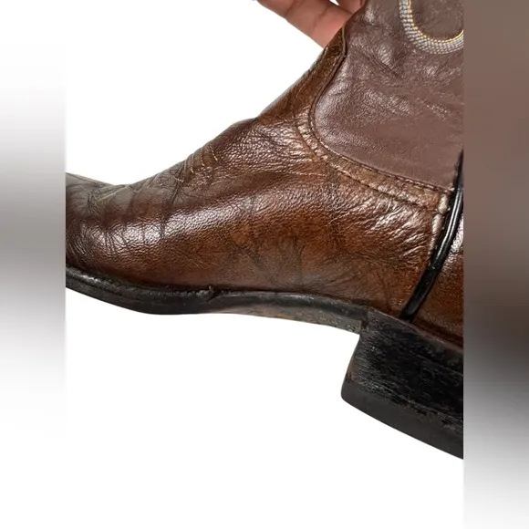 Larry Mahan Brown Cowboy Western Boots 465 Mens 6.5 D Leather Vintage Outdoors
