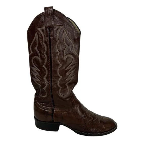 Larry Mahan Brown Cowboy Western Boots 465 Mens 6.5 D Leather Vintage Outdoors