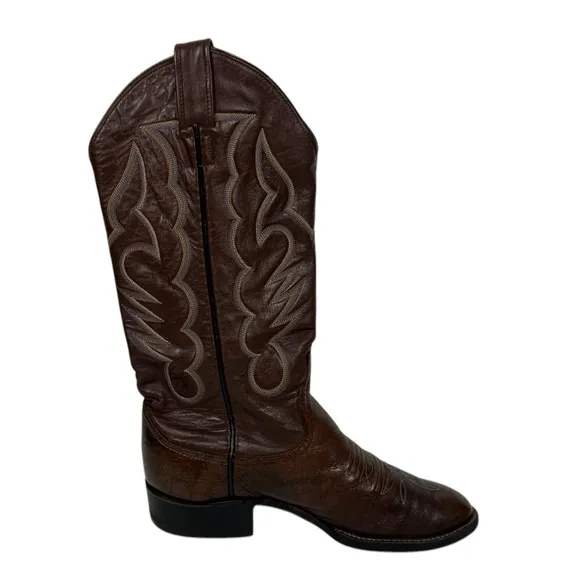 Larry Mahan Brown Cowboy Western Boots 465 Mens 6.5 D Leather Vintage Outdoors