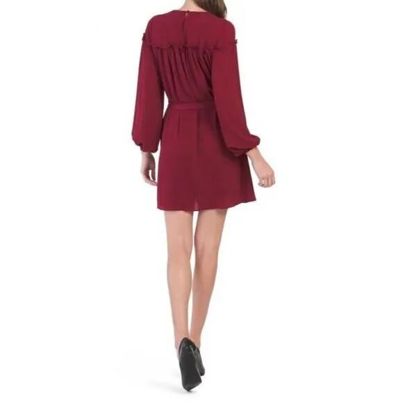 LAUNDRY BY SHELLI SEGAL Smocked Ruffle Baby Doll Mini Dress Red | 8