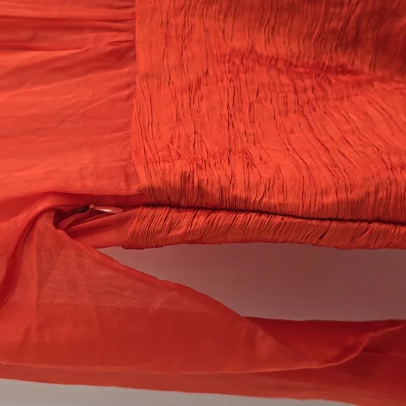 Let‎ me be  V neck Shirred waist orange dress