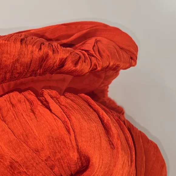 Let‎ me be  V neck Shirred waist orange dress