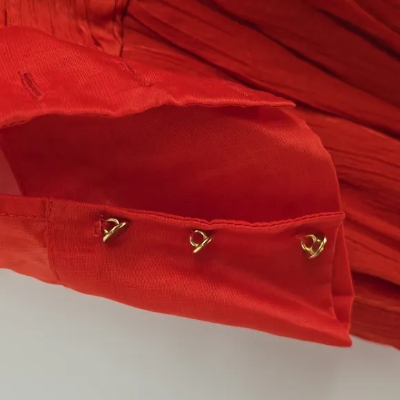 Let‎ me be  V neck Shirred waist orange dress