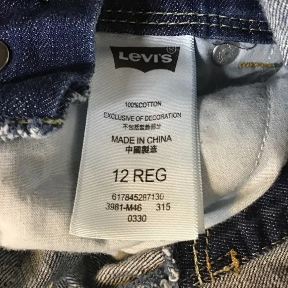 LEVI’S Strauss Overalls Denim Jean Dark Blue Youth Size 12 Regular